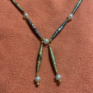 RARE vintage Hand-rolled Paper and bead necklace